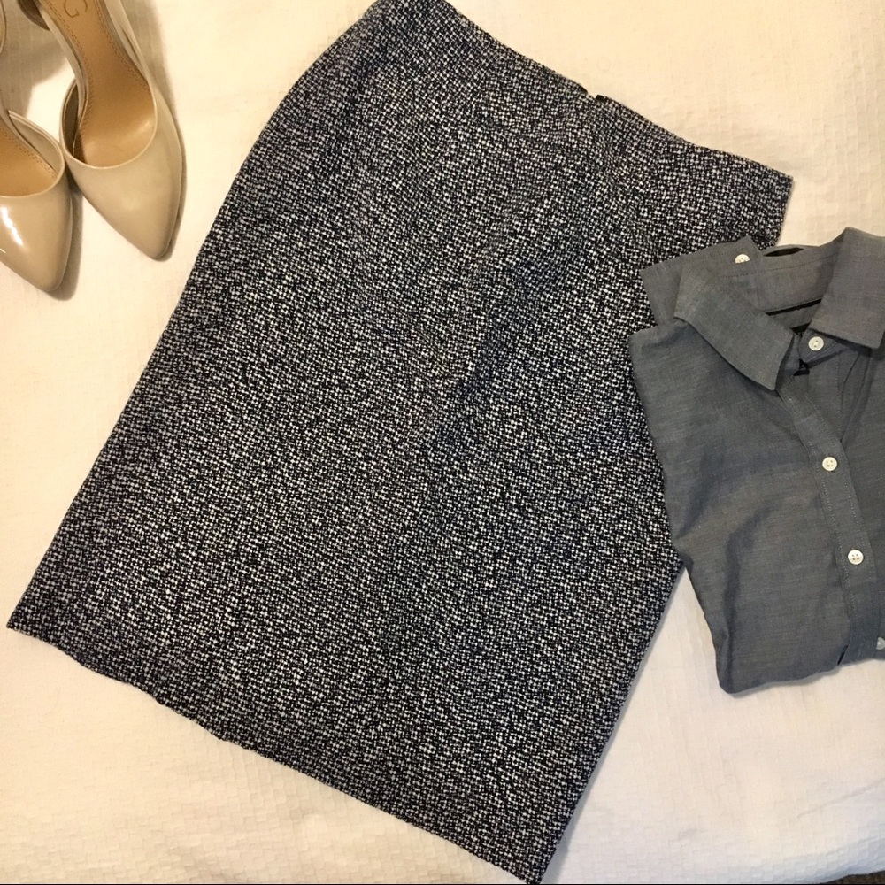 Calvin Klein Navy Tweed Pencil Skirt